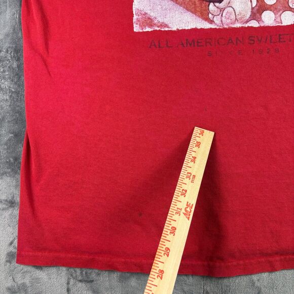 Vintage Disney Store Minnie Mouse T-Shirt Red Distressed 90s All American XL - Picture 6 of 14